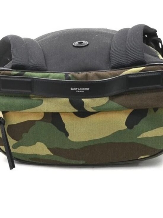 Auth SAINT LAURENT Camouflage Backpack Khaki/Black Canvas/Leather - 56572a main image 11